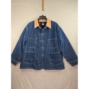 Vintage 80s OshKosh Fleece Blanket Lined Chore Coat Barn Coat Jacket 46R Mens XL